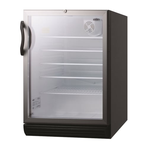 Summit Commercial Built-In Beverage Refrigerator, 5.5 Cu Ft, Auto Defrost, Black w/ Glass Door